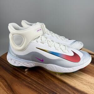 Nike Alpha Huarache Elite Mid- Men's 12 White Silver Baseball Cleats FZ3327-001